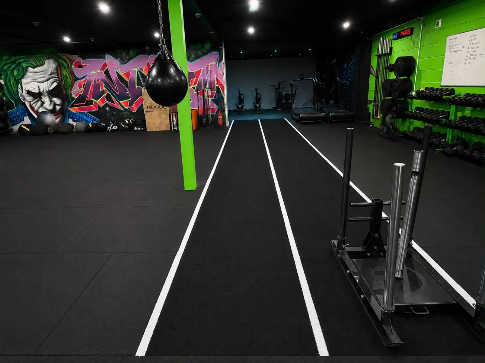 10 metre sled track and prowler sleds in the functional training zone